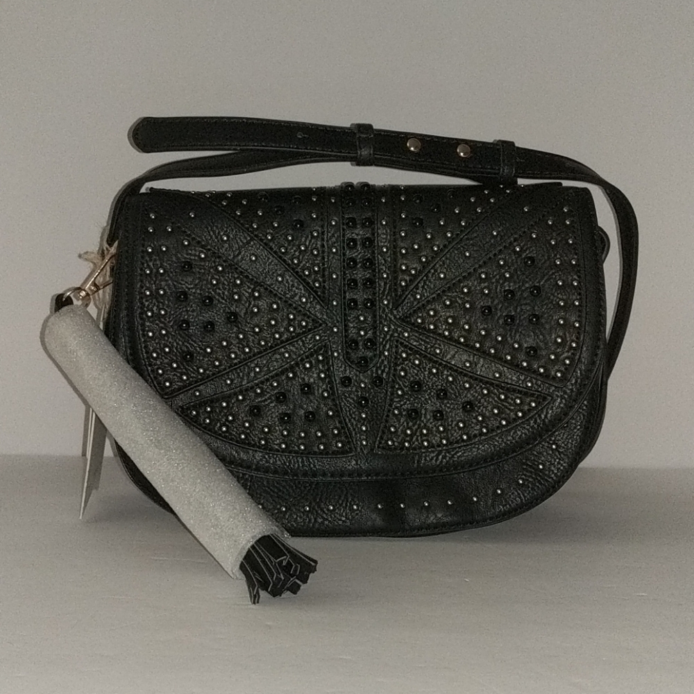 🍀 Sasha + Sofi Leather Crossbody Bag Black Handbag Purse NEW 🍀